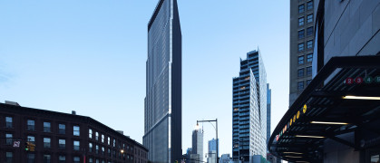 The 44-story tower at 505 State Street, as seen from the ground near Atlantic Avenue subway station.